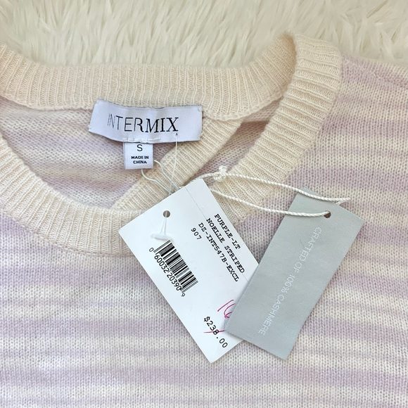 NWT Intermix Noelle Cashmere Striped Crossover Back Sweater - Picture 6 of 15